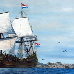 Heemskerck-and-Zeeehaen-passing-Cape-Farewell